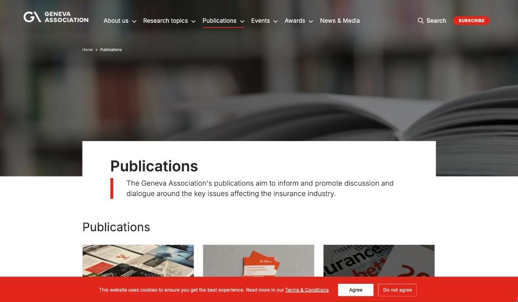 Geneva Association publications page: research library themed in Drupal
